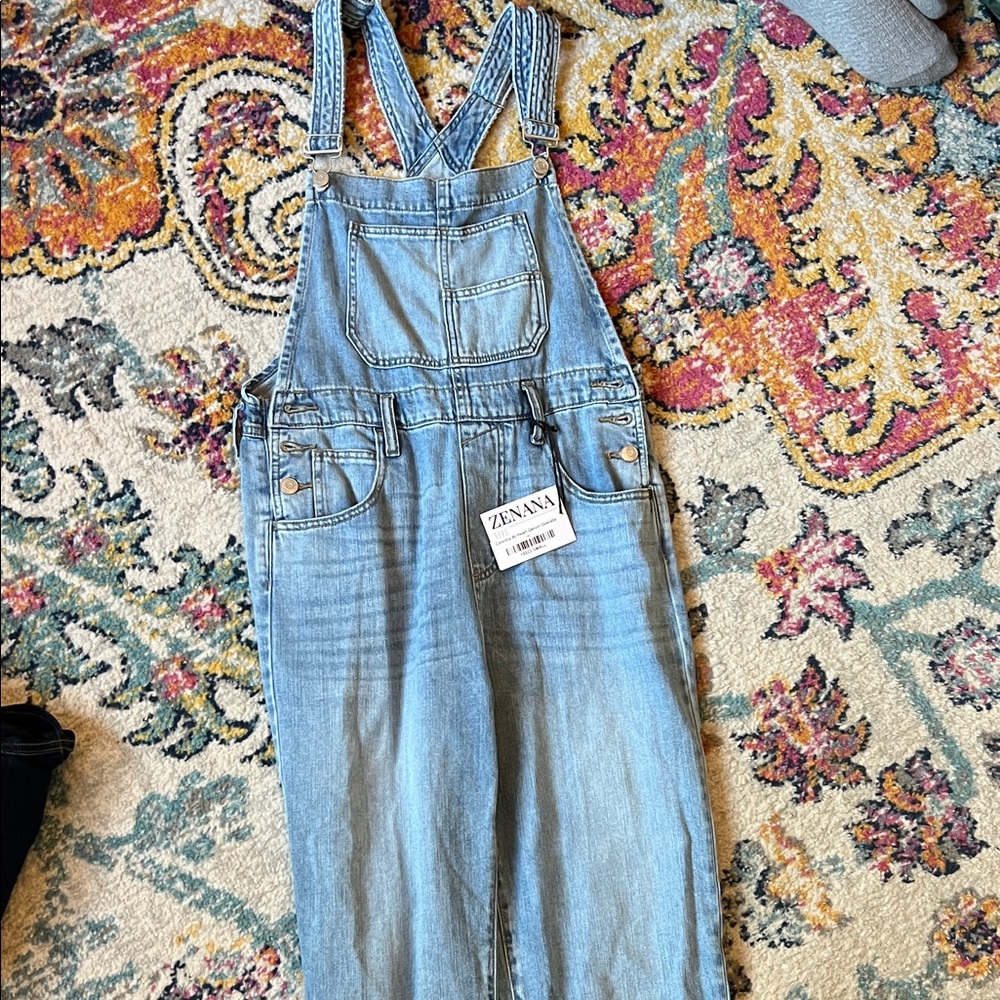 Zenana Outfitters Light Blue Denim Overalls